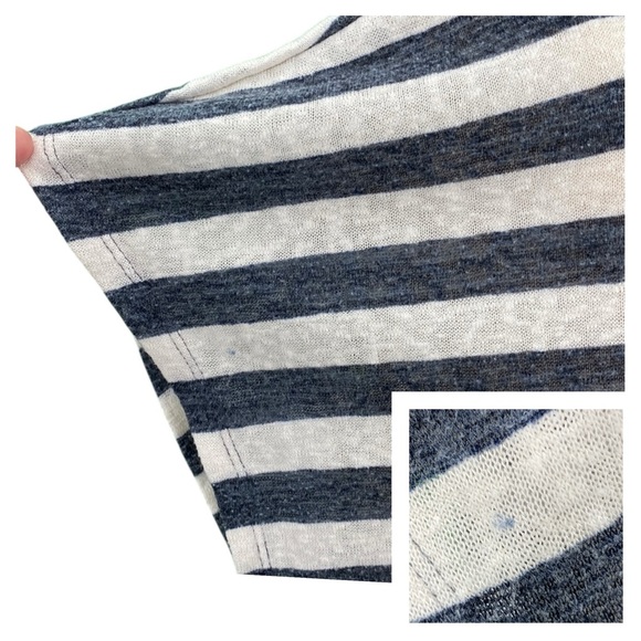 Lane Bryant Casual Blue and White Striped Split Neck Peplum Boho Knit Tunic Top - Picture 3 of 16